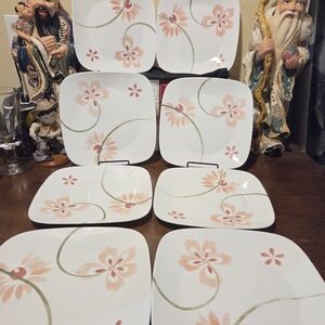 Corelle Floral Square Dinnerware Set - Pink and Green